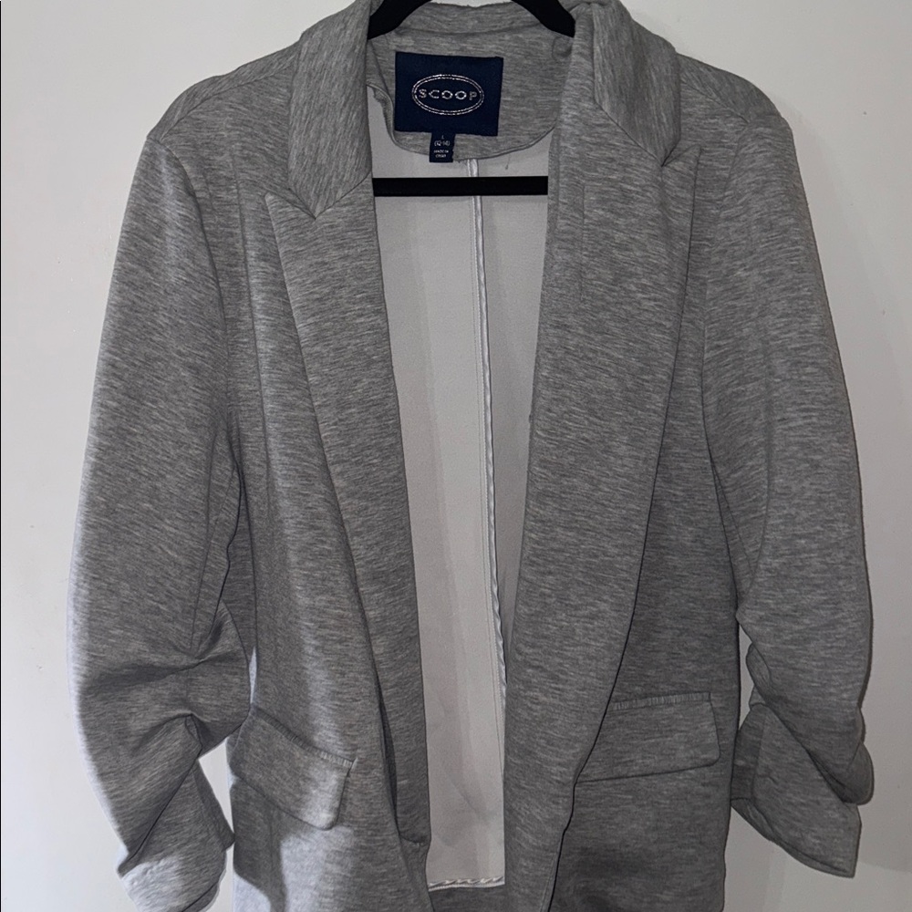 Women's Gray Open Front Blazer Jacket